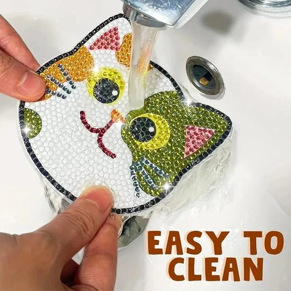 10pcs Diamond Cat Coasters Set