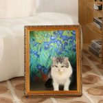 Oil painting cat scratching board