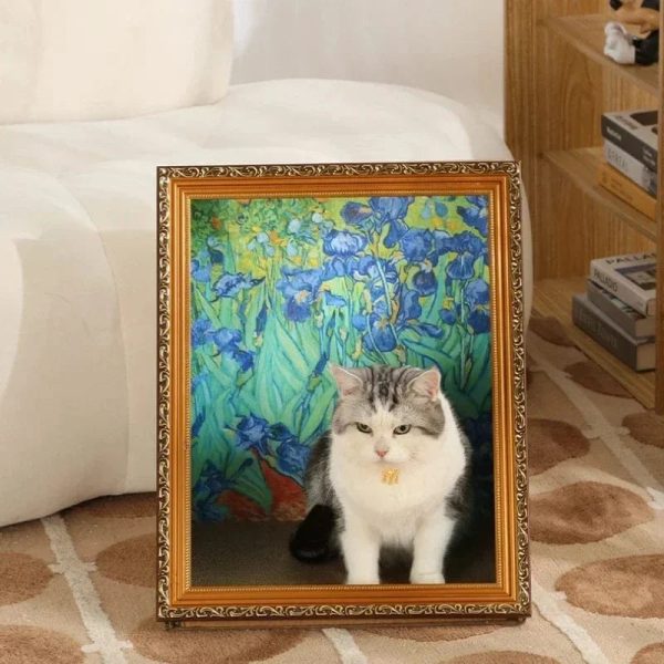 Oil painting cat scratching board