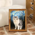 Oil painting cat scratching board