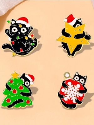 Creative Cat Pins Christmas Brooches