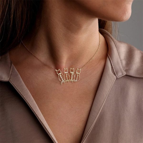 Personalized 1-4 Cats Name Necklace