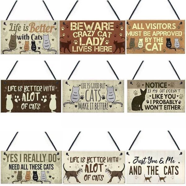 Life with Cats Home Wooden Plaques