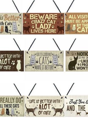 Life with Cats Home Wooden Plaques