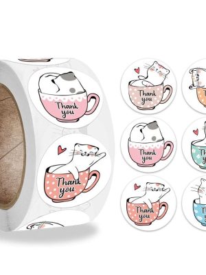 Cute Cat Thank You Stickers