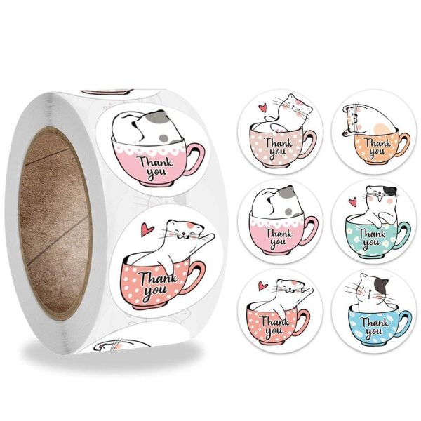 Cute Cat Thank You Stickers