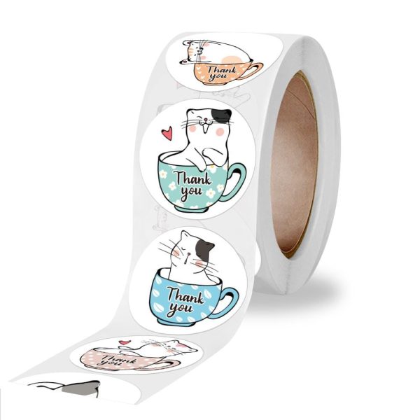 Cute Cat Thank You Stickers