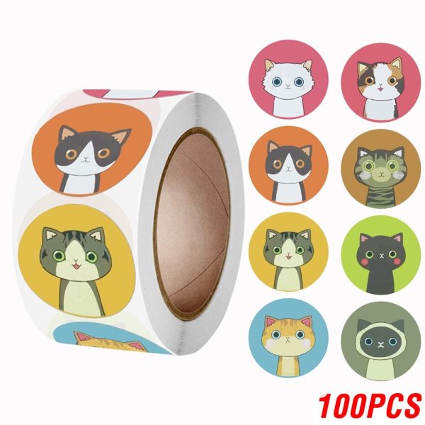 Cute Cat Thank You Stickers