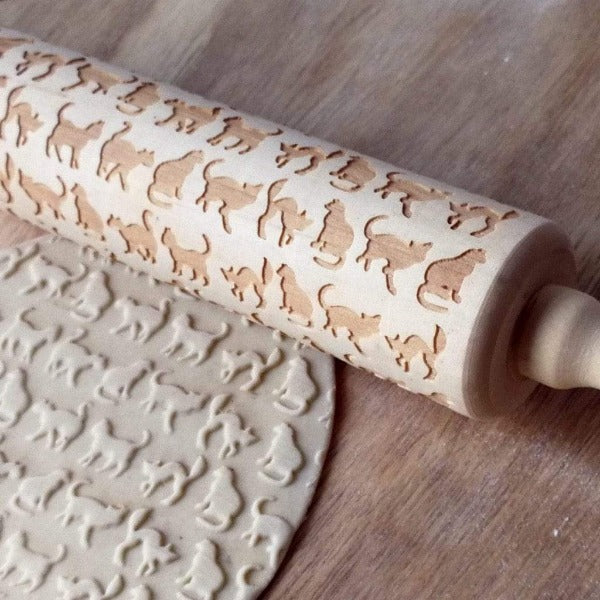 Cat Wooden Baking Pastry Rolling Pin