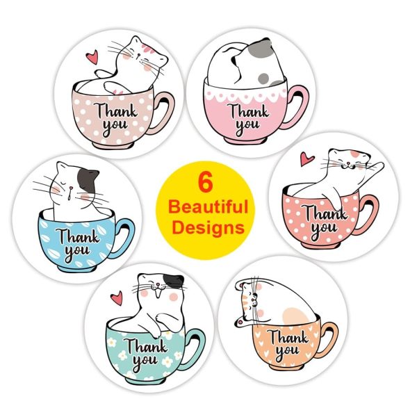 Cute Cat Thank You Stickers