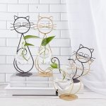 Cat Hydroponic Flower Metal Vases