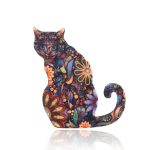 Multicolor Flowery Backpack Cat Brooch