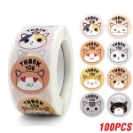 Cute Cat Thank You Stickers
