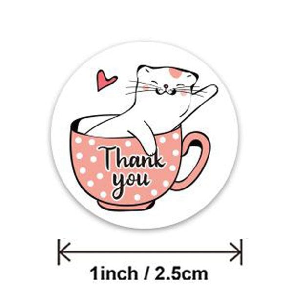 Cute Cat Thank You Stickers