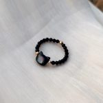 Black White Cat Lovers Stone Ring