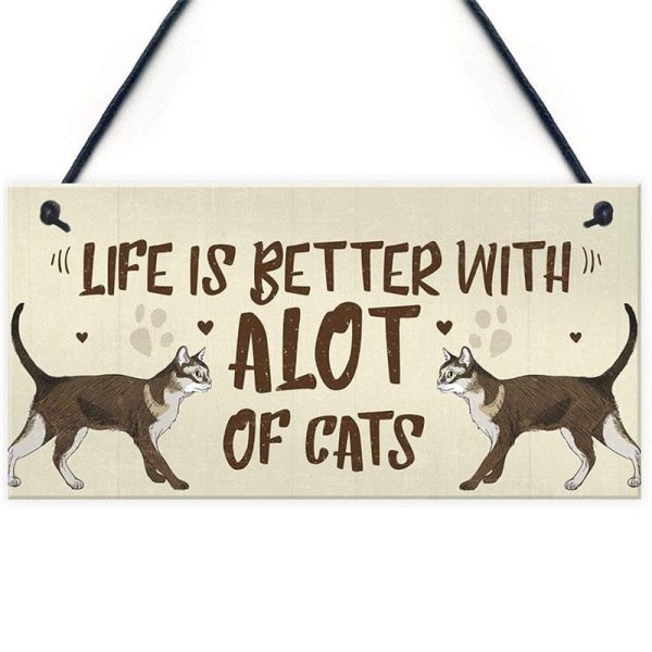 Life with Cats Home Wooden Plaques