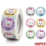 Cute Cat Thank You Stickers
