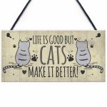 Life with Cats Home Wooden Plaques