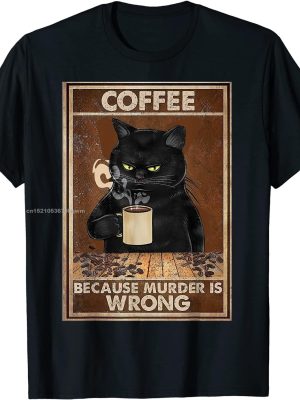 Black Cat and Coffee T-Shirt