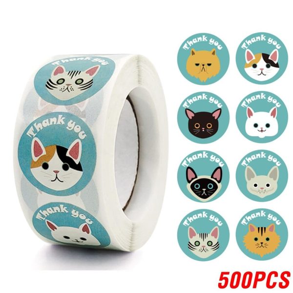Cute Cat Thank You Stickers