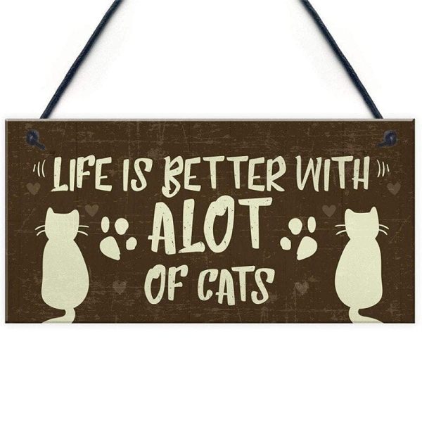 Life with Cats Home Wooden Plaques