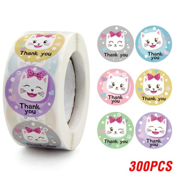 Cute Cat Thank You Stickers