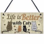 Life with Cats Home Wooden Plaques