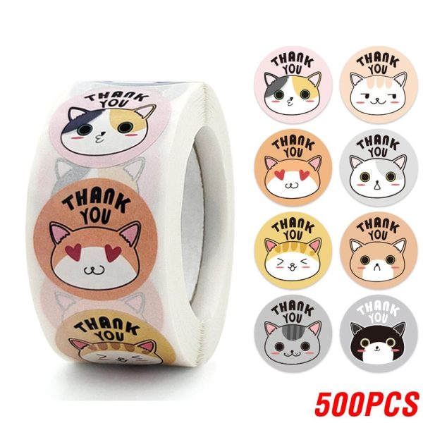 Cute Cat Thank You Stickers