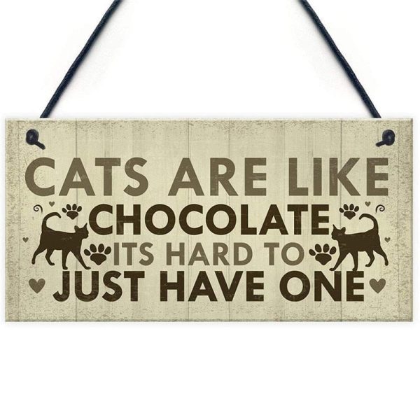 Life with Cats Home Wooden Plaques