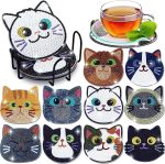 10pcs Diamond Cat Coasters Set