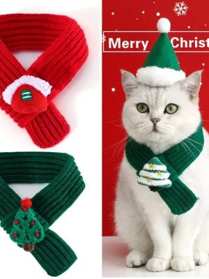 Knitted Christmas Cat Scarf Collar