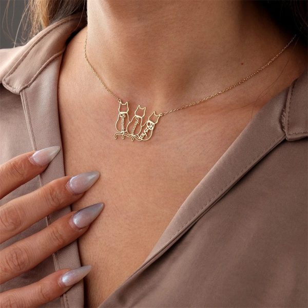 Personalized 1-4 Cats Name Necklace