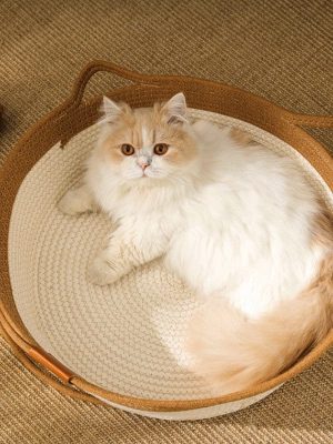 Hand-Woven Cooling Cat Bed