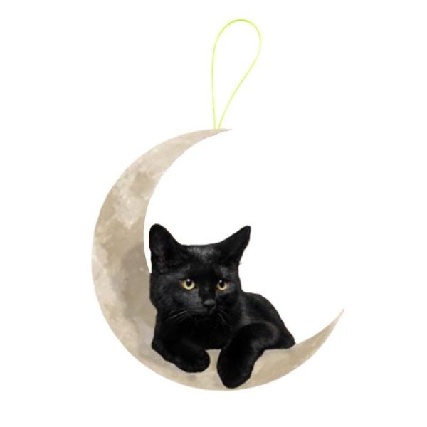 Cat On The Moon Cat Mirror Ornament
