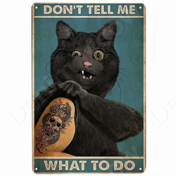 Funny Vintage Metal Cat Signs
