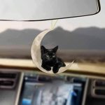 Cat On The Moon Cat Mirror Ornament