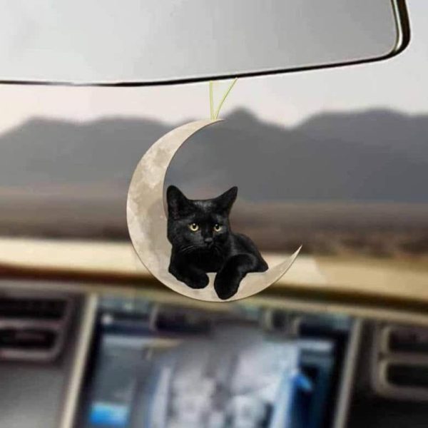 Cat On The Moon Cat Mirror Ornament