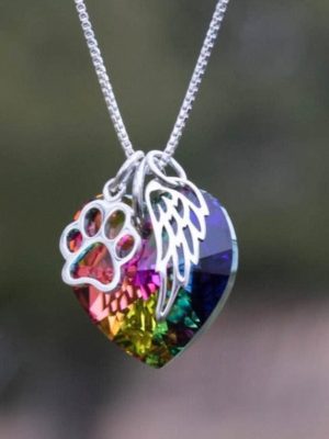 Cat Rainbow Bridge Wings Necklace