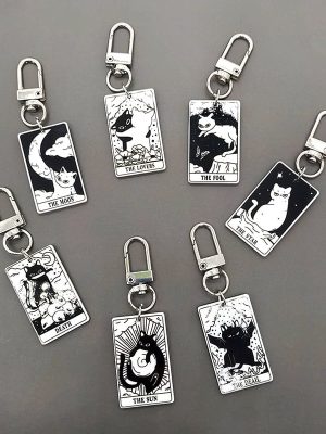 Funny Cat Tarot Card Keychains