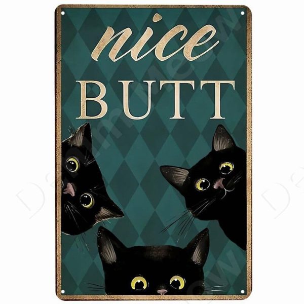 Funny Vintage Metal Cat Signs
