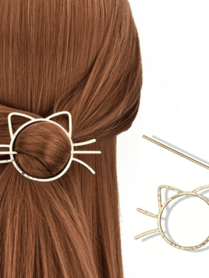 Cat Hairpin Brooch Stick