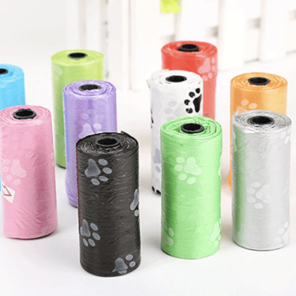 Colorful Paw Patterned Cat Poop Bags