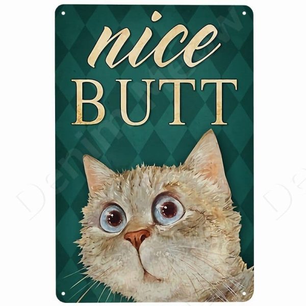 Funny Vintage Metal Cat Signs