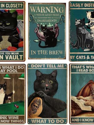 Funny Vintage Metal Cat Signs