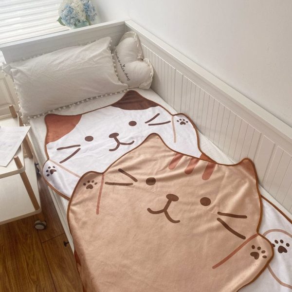Cozy Cat Flannel Single Blanket