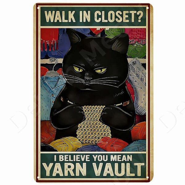 Funny Vintage Metal Cat Signs