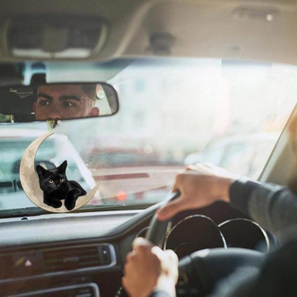Cat On The Moon Cat Mirror Ornament