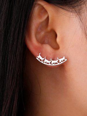 Trendy_four_cats_walking_design_earrings_for_cat_lovers