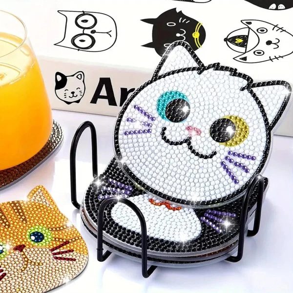 10pcs Diamond Cat Coasters Set