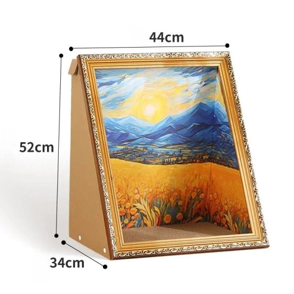 Oil painting cat scratching board
